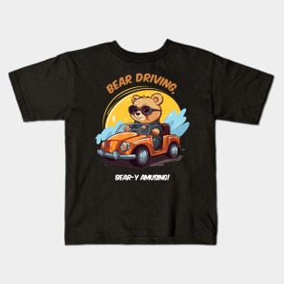 baby bear driving a car Kids T-Shirt